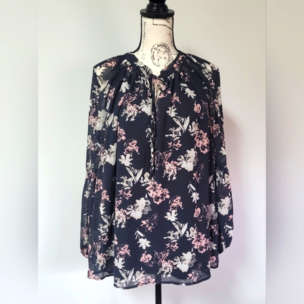 Ophelia Roe lined floral blouse in 1X
